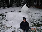 my son infront of the snowcat we made